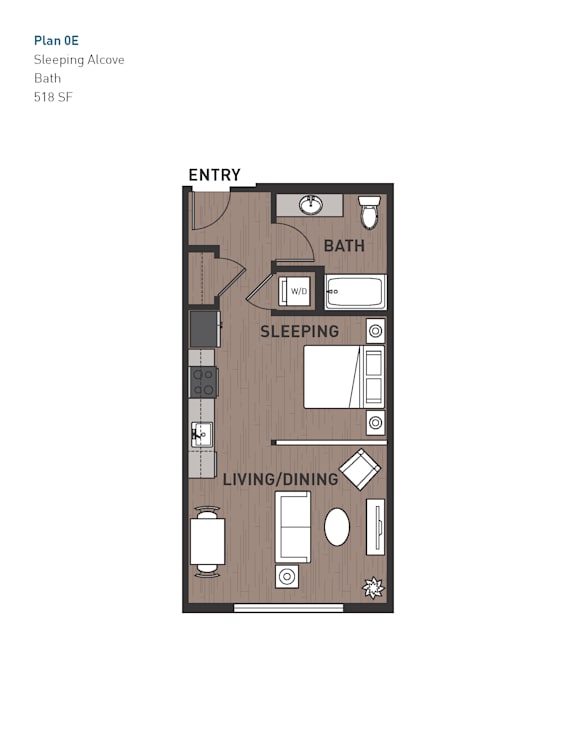 Floor Plan  Studio 1 bath A at Ravello Apartments, Redmond, WA