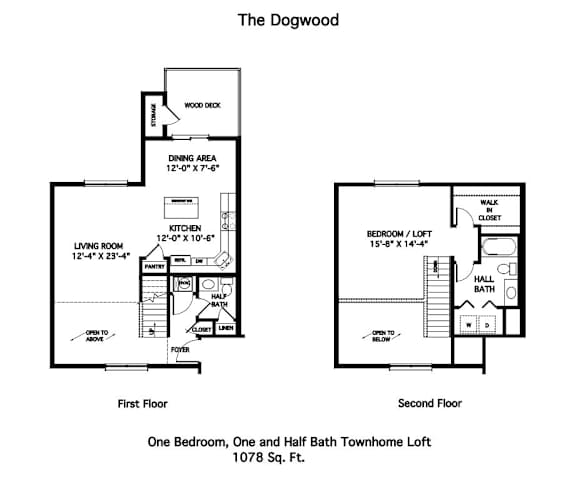 A diagram of a two-story townhome layout.