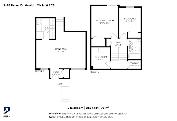 A floor plan for a two bedroom apartment is shown.