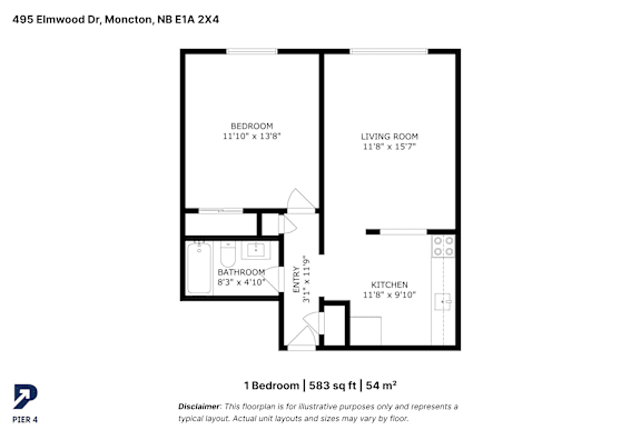 A floor plan for a Moncton, NB apartment.