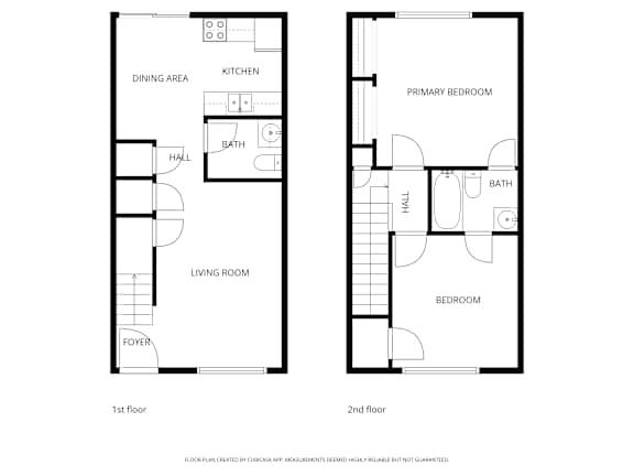 A floor plan for a one and two bedroom apartment.