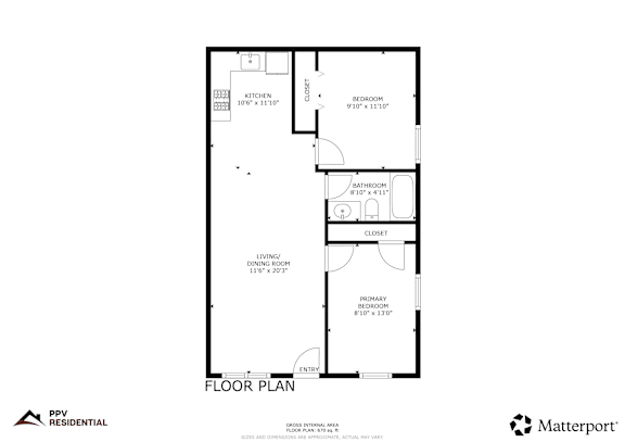 A floor plan for a residential building by PPV Residential and Matterport.