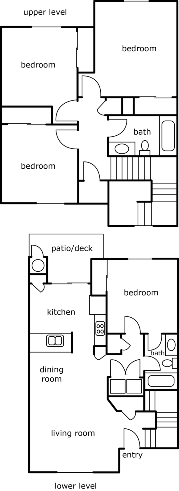 A diagram of a house layout with labeled rooms.