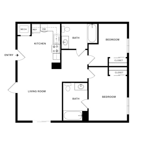 B1 Floor Plan at Catalina West Adams, Los Angeles, CA 90016