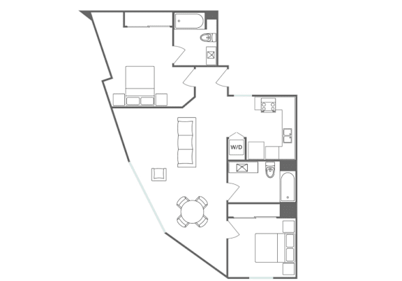 B2 Floor Plan at 5135 W Adams, Los Angeles California