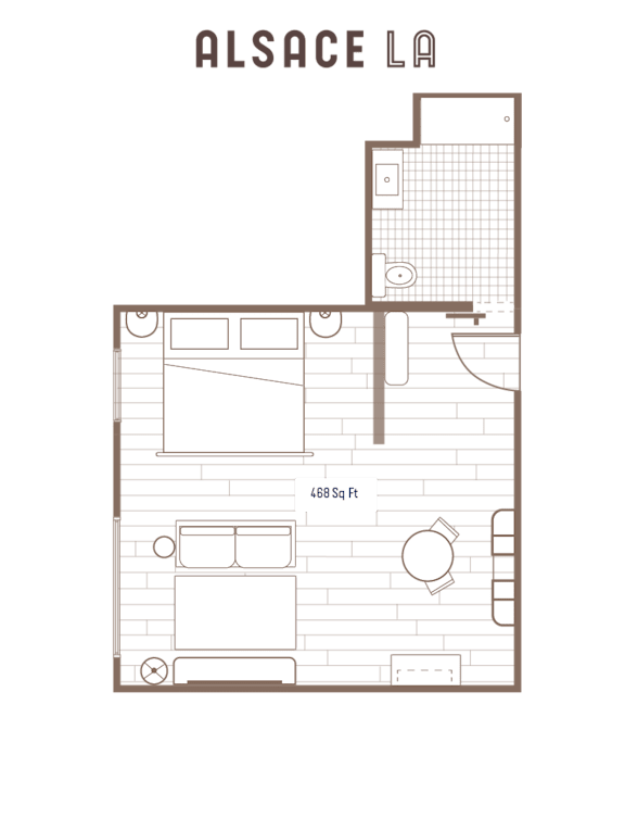 Floor Plan  Deluxe King ADA Floor Plan at Alsace Living, California, 90016