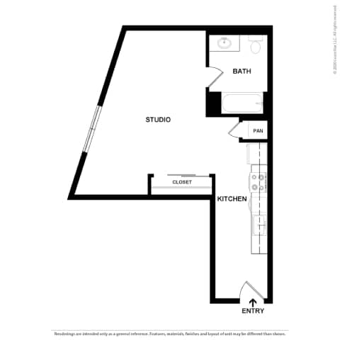 A2 Floor Plan at Zoe Lofts, Los Angeles, CA 90016