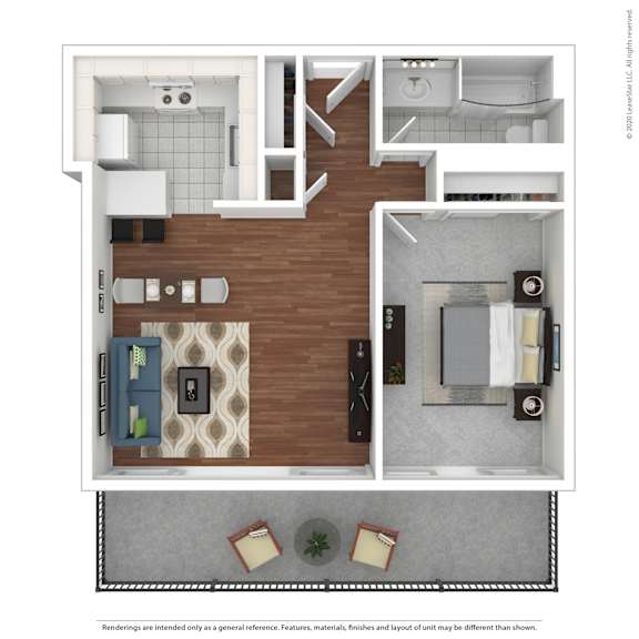 A floor plan of a house with a kitchen, living room, and bathroom.