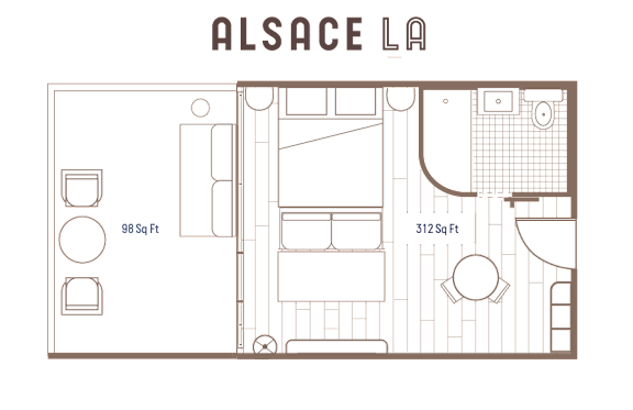 Floor Plan  Premier Patio King Floor Plan at Alsace Living, Los Angeles, CA, 90016