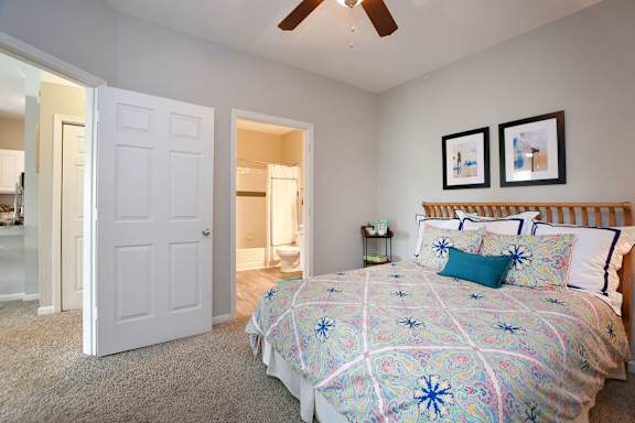 Bedroom with ceiling fan at Braxton Woods Lake, Greenville, SC, 29607