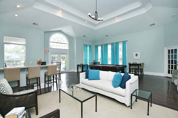 Living Room with White Couch at Braxton Woods Lake, Greenville, 29607