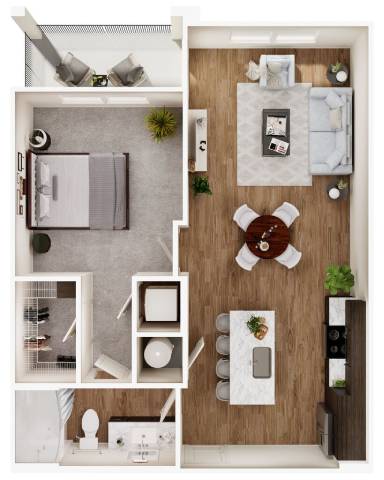 A2 One Bedroom One Bathroom Floorplan at Las Palmas Apartments, Florida 33913