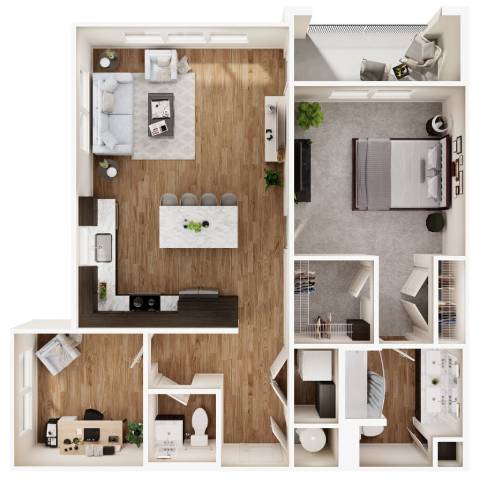 Floor Plan  A4D One Bedroom 1.5 Bathroom Floorplan at Las Palmas Apartments, Fort Myers, FL