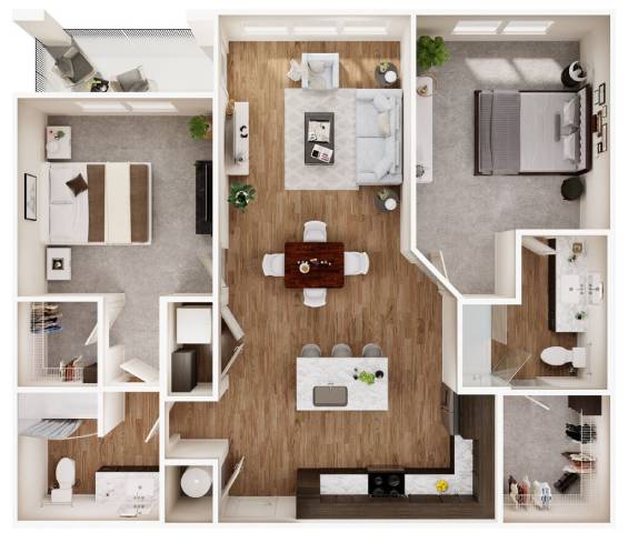 Floor Plan  B2 Two Bedroom Two Bathroom Floorplan at Las Palmas Apartments, Fort Myers, Florida