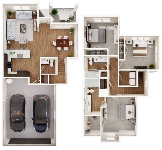 Floor Plan  TH1 Three Bedroom 2.5 Bathroom Floorplan at Las Palmas Apartments, Fort Myers, FL 33913