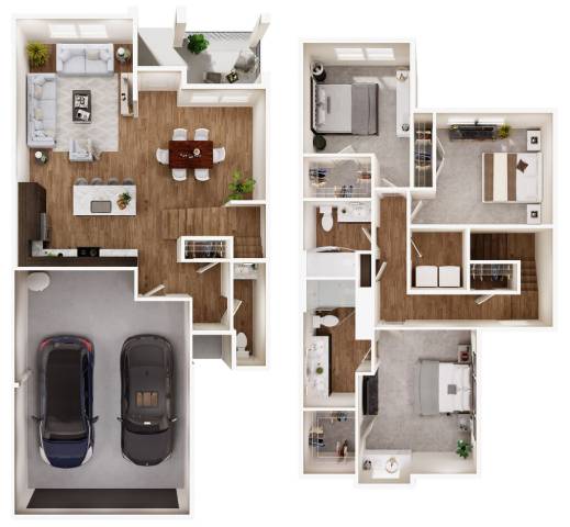 TH2 Three Bedroom 2.5 Bathroom Floorplan at Las Palmas Apartments, Fort Myers, FL