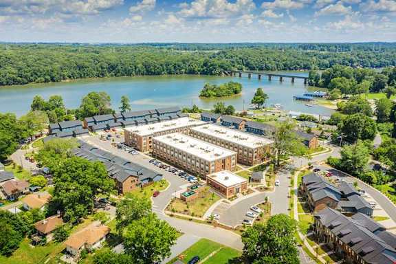 Aerial View of Building at Riverside Flats at Aberfoyle Village, Belmont, NC, 28012