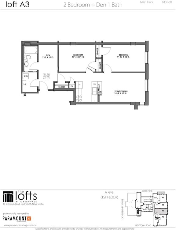 A drawing of a floor plan for a loft apartment.