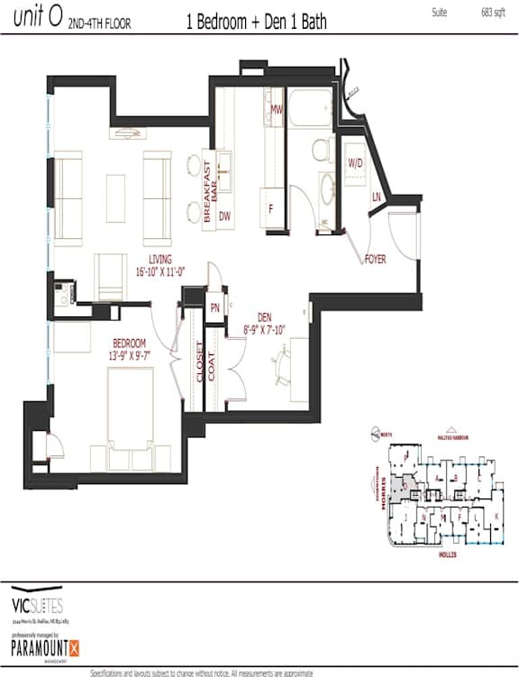 A floor plan for a suite with a 2nd floor, 1 bedroom, and 1 bathroom.