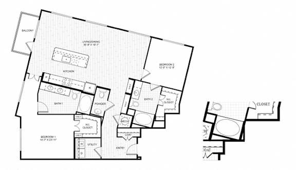 A black and white image of a house floor plan.