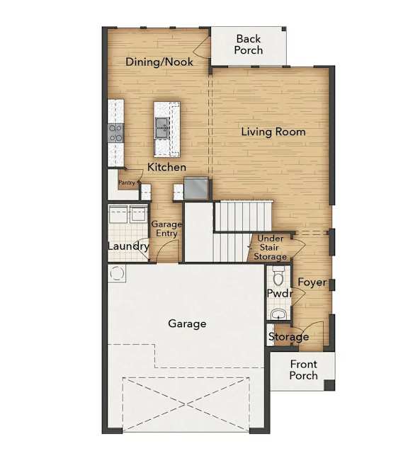 Harmony Floor1 Floor Plan at Cottages at Beltmill Apartments, Saginaw, 76131