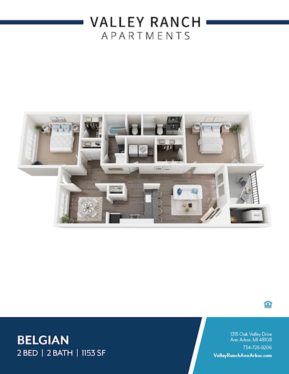 A floor plan of apartment layout for Valley Ranch Apartments.