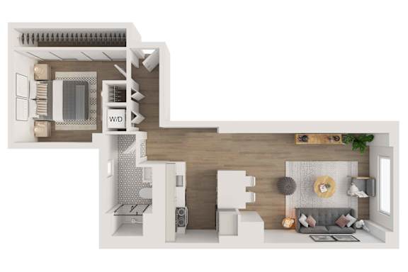 1 Bedroom Floor Plan at The Nest at Lincoln Park West, Chicago, IL