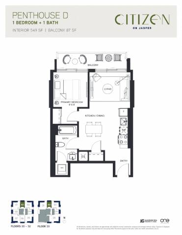 Floor Plan  D Floor Plan at Citizen on Jasper, Edmonton, AB, T5K 0M5