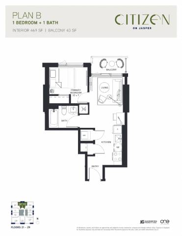 Floor Plan  B Floor Plan at Citizen on Jasper, Edmonton, Alberta