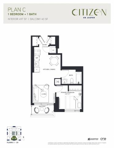 Floor Plan  C Floor Plan at Citizen on Jasper, Edmonton, T5K 0M5