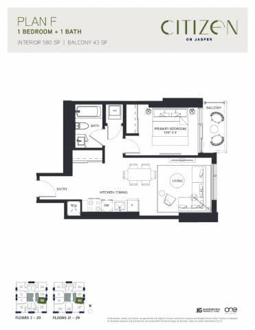 Floor Plan  F Floor Plan at Citizen on Jasper, Edmonton, AB