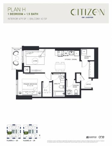 Floor Plan  H Floor Plan at Citizen on Jasper, Alberta