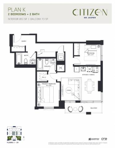 Floor Plan  K Floor Plan at Citizen on Jasper, Edmonton, Alberta