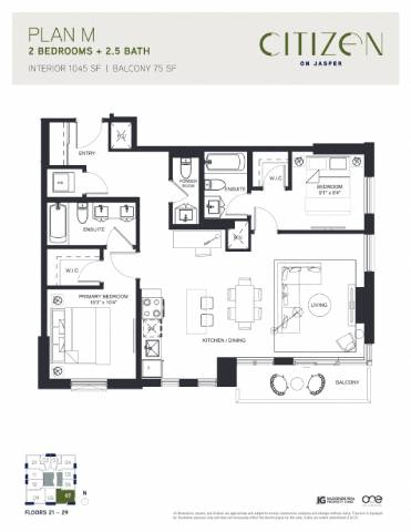 M Floor Plan at Citizen on Jasper, Edmonton, AB