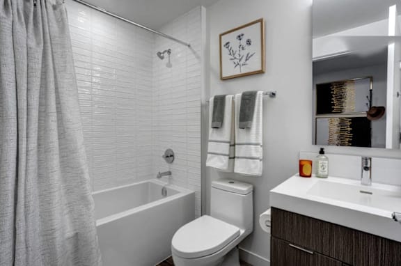 White Modern Bathroom at Citizen on Jasper, Edmonton, AB