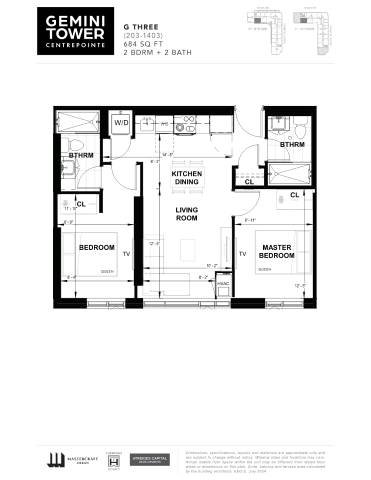 A floor plan for the Gemini Tower apartment complex.