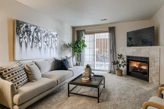 Living Room With Oversized Windows And Doors at The Pointe, LaVista, NE, 68128