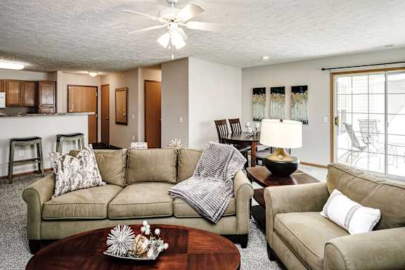 Large Living Area With Kitchen at Standing Bear Lake, Omaha, NE, 68164
