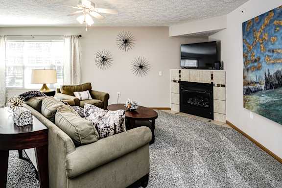 Fireplace Living Area at Standing Bear Lake, Omaha, NE