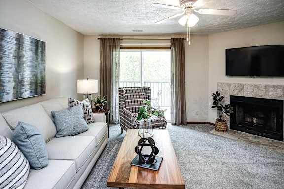 Living Room With TV at The Pointe, Nebraska