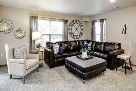 Carpeted Living Area at Tranquility Pointe, Omaha, NE