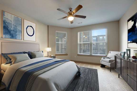 Comfortable bedroom at Civic at Frisco Square Apartments, Frisco, TX, Texas, 75034