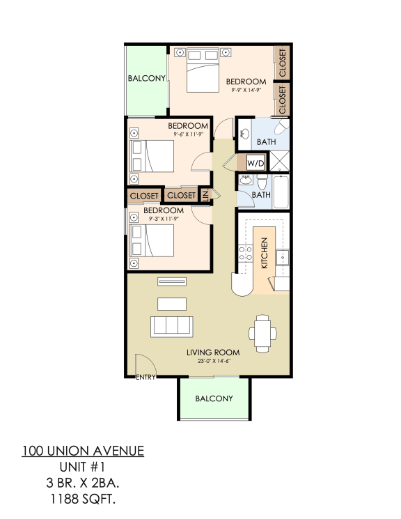 a floor plan of two bedroom unit at the beach residences