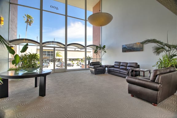 Lobby with sofas at Madison Place, San Mateo