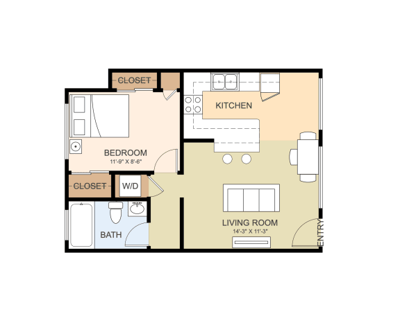 1 Bed 1 Bath Unit 11