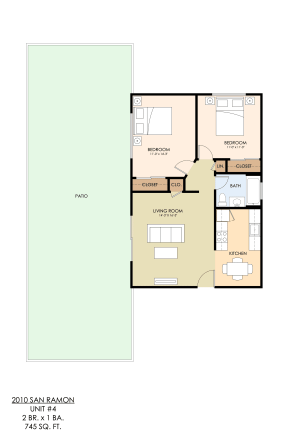 2 bedroom 1 bathroom floor plan