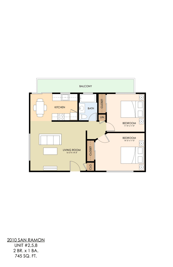 2 bedroom 1 bathroom floor plan