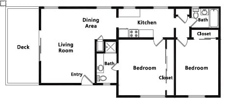 2 Bedroom 2 Bath, no washer/dryer