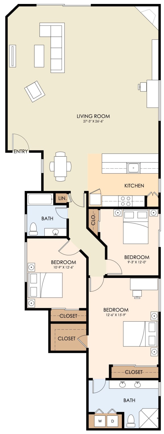 3 Bedroom 2 Bath plan 2