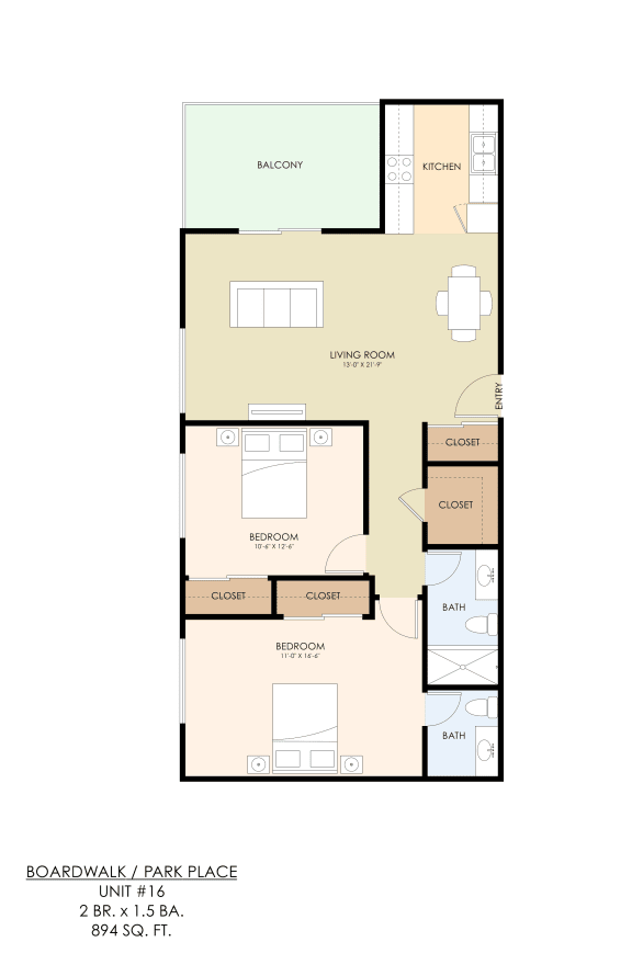a floor plan of a unit with roommates